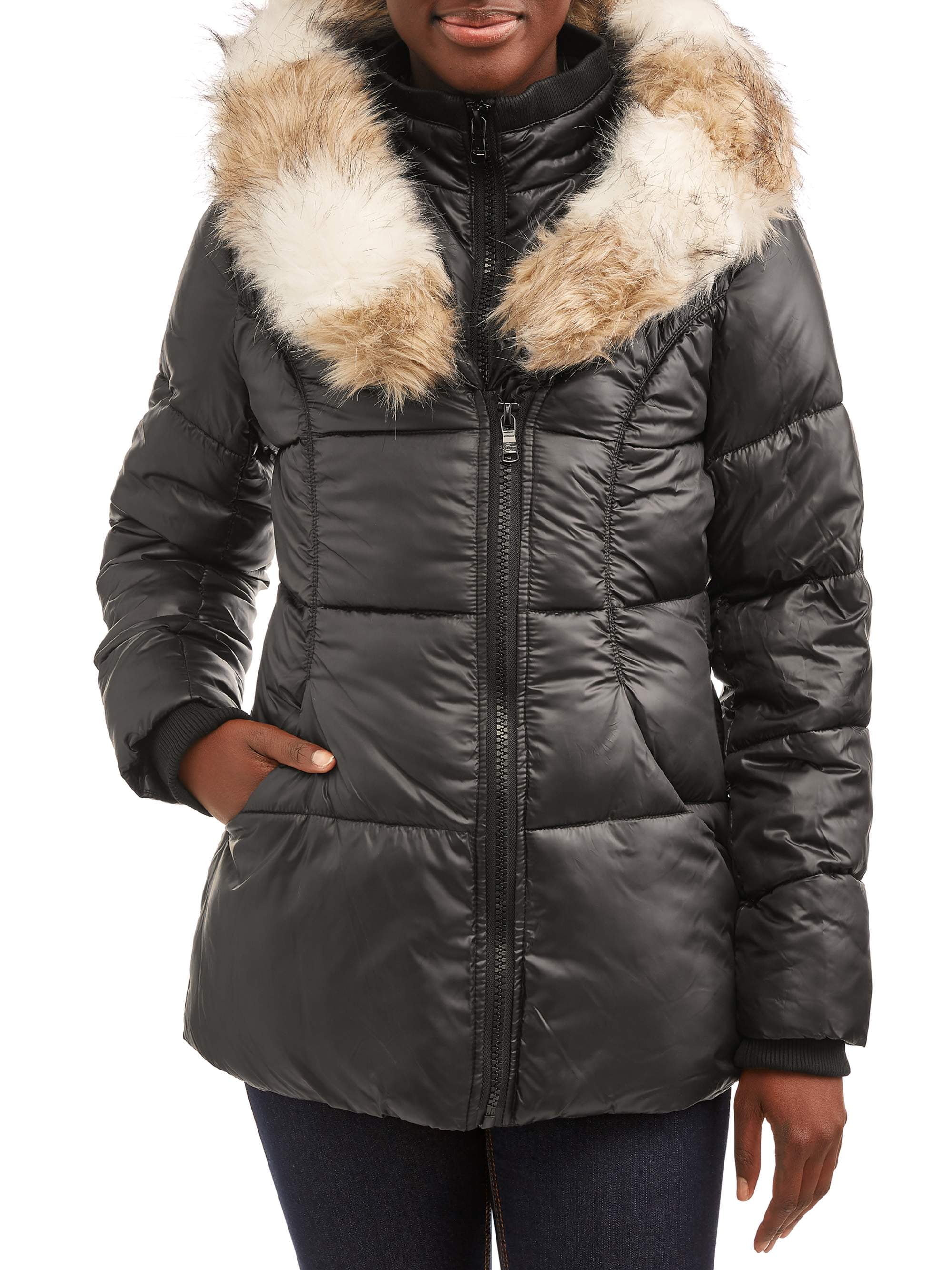 ladies faux fur hooded coats