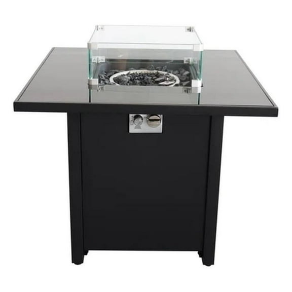 Living Source International 25'' H x 30'' W Steel Outdoor Fire PitTable with Lid