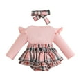 thumbnail image 4 of CAICJ98 Baby Girl Clothes Romper Suspender Dress Fall Winter Outfits Ruffle Long Sleeve Baby Girls' Bodysuits (Pink,9-12 Months), 4 of 7