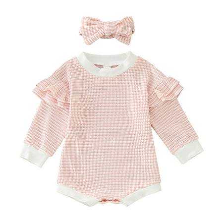

nsendm Baby Girl Long Sleeve Outfits Newborn Infant Baby Girls Boys Ruffle Autumn Fall Clothes for Girls Size 7-8 Red 18-24 Months