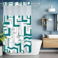 thumbnail image 2 of Gray Green Geometric Stripes No Hook Shower Curtain with Snap in Liner Modern Abstract Lines Maze Waterproof Bathroom Shower Curtain with See Through Top Window for Bathtub 36" x 72", 2 of 9