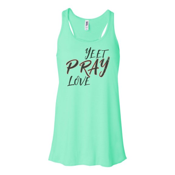 "Yeet Pray Love, Women's Racerback, Funny Tank Top, Workout Clothes, Yeet Shirt, Gift For Her, Gym Tank, Sublimation, Eat Pray Love, Country, Mint , SMALL"