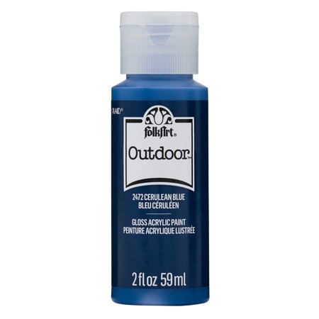FolkArt Outdoor Acrylic Paint in Assorted Colors (2 Ounce), 2472 Cerulean Blue 2 Fl Oz (Pack of 1)