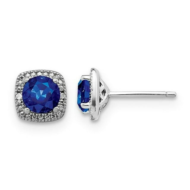 2.20 Carat (ctw) Lab Created Blue Sapphire Earrings Sterling Silver