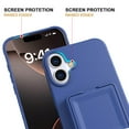 thumbnail image 4 of for iPhone 16 Case Wallet, with Card Holder Slot (4-5 Cards), Built-in Make-up Mirror, Military Drop Protection, Rugged Heavy Duty Hybrid Protective Phone Case for iPhone 16, Blue, 4 of 7