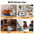 thumbnail image 2 of Blue Burnt Orange Round 13 Inch Placemats Set of 4, Modern Oil Painting Geometric HeatResistant Non Slip Place Mats for Dining Table, Wipeable Braided Kitchen Table Mats for Housewarming, 2 of 9