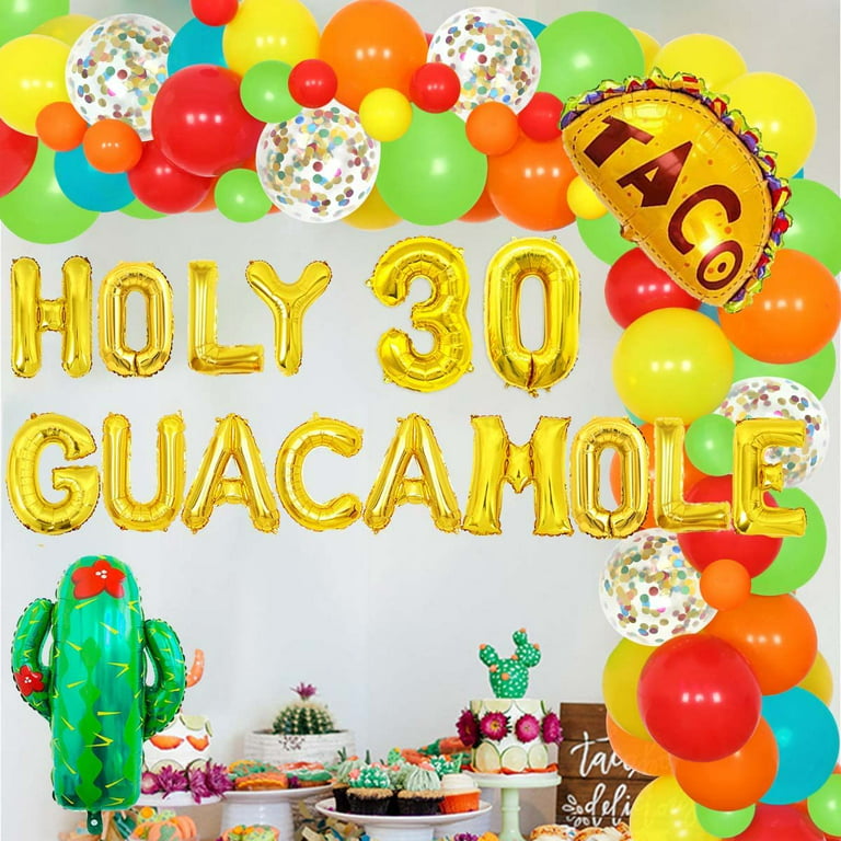 Taco 30th Birthday Decorations, Mexican Fiesta Holy Guacamole 30 Balloon  Garland Kit for Women Men Taco Thirty Birthday Cinco De Mayo Theme Party  Supplies 