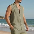 thumbnail image 4 of Summer Men's Lapel Thin Loose Casual Sleeveless Shirt Vest Breathable Lightweight Comfortable Stylish Fashion Outdoor Men's Loose Fit Casual Fashion Shirt, 4 of 5