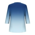 thumbnail image 4 of wdsxpo Shirts for Womens 3/4 Sleeve Shirts Trendy Gradient Color Block Tops Fall Fashion Clothing Ribbed Crewneck Tee Blouses, 4 of 7