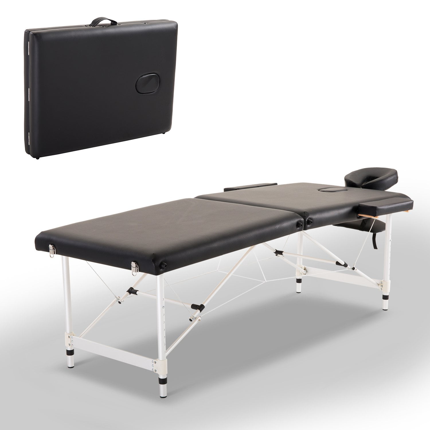 2 Section Massage Table w/ Carry Case Adjustable Spa Facial Couch Table