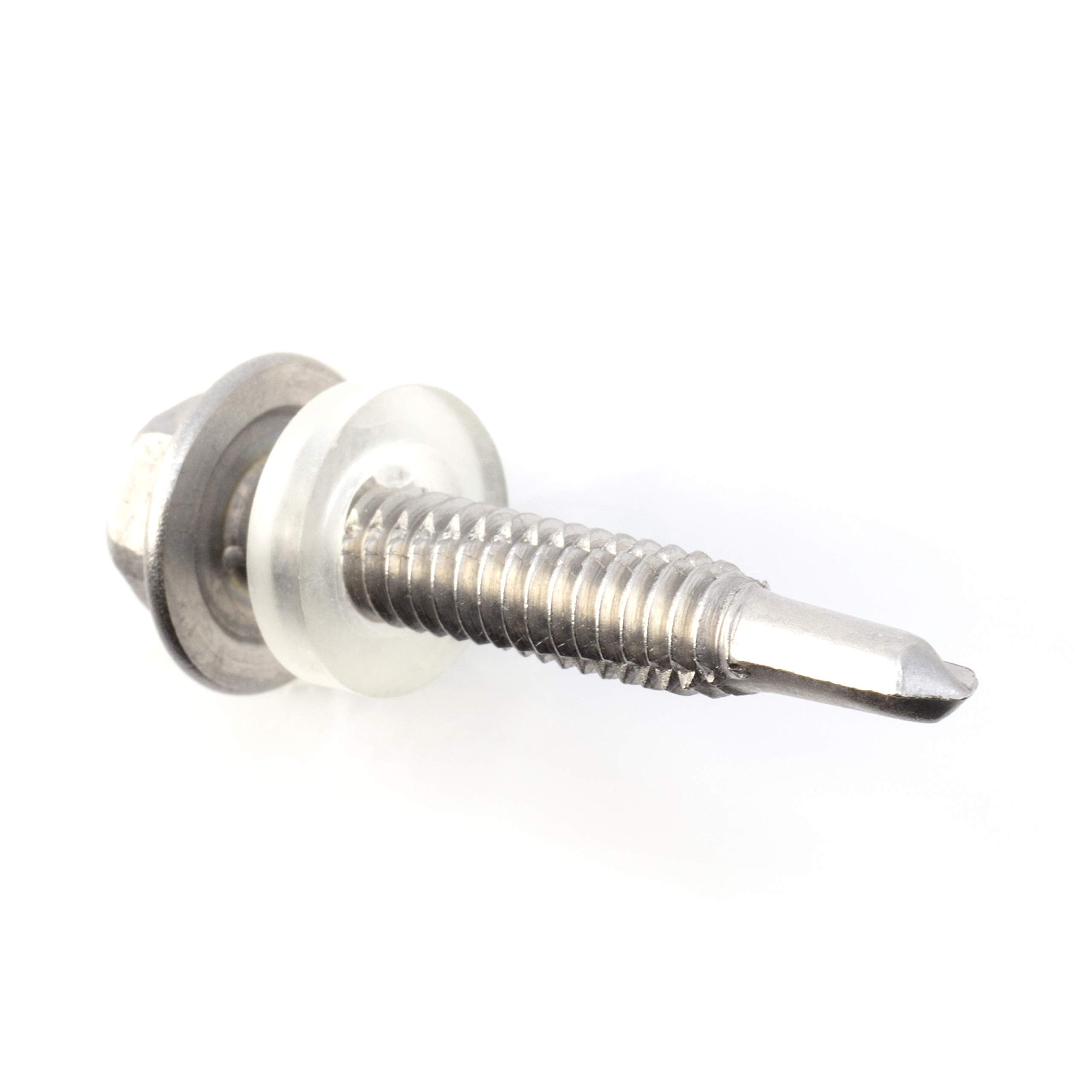THE CIMPLE CO - 100pc Stainless Steel Self Drilling Tapping Screws #12 x 1 1/4" Hex Washer Head
