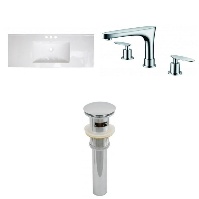 American Imaginations 48-in. W 3H8-in. Ceramic Top Set In White Color - Overflow Drain Incl. AI-16725
