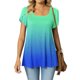 thumbnail image 1 of Fiudx Ofertas Flash Del Día Solo En Línea Moda Mujer Verano Casual Tops Cuello Alto Estampado Manga Corta -, 1 of 5