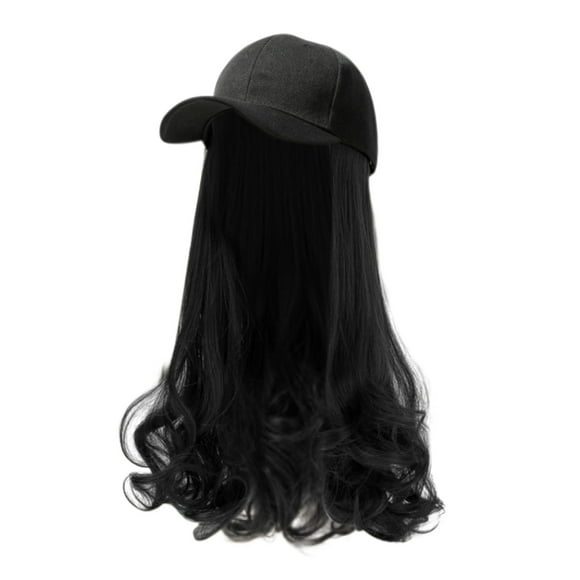 Big Sale! Fdelink Baseball Cap with Hair Extensions Synthetic Hair Wig Baseball Hat with Hair Attached Long Pear Roll Curly Adjustable Wave Curly Hairpiece with Wig for Women, lady Hat