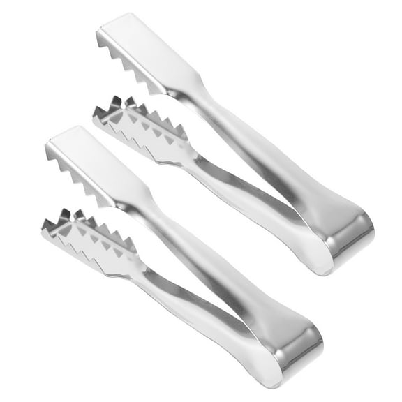 2 Pcs Rust-proof Ice Ball Tongs Ice Cube Clamps Sugar Cube Holders (Silver)