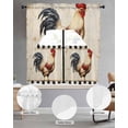 thumbnail image 2 of Retro Rooster Swag Kitchen Curtains Sets for Windows 24 Inch Length, Watercolor Pastoral Animals Buffalo Short Window Curtain Panels Swags Valances and Tiers 3 Piece Set for Cafe/Dining Room, 2 of 5