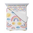 thumbnail image 7 of Quilts Queen Size Bedding Set, Cute Rainbow Sun Lightweight Quilted Comforter, Rainy Simple Drawing Soft Reversible Bedspread Coverlet with Pillow Covers for All Season, 90" x 96", 7 of 7
