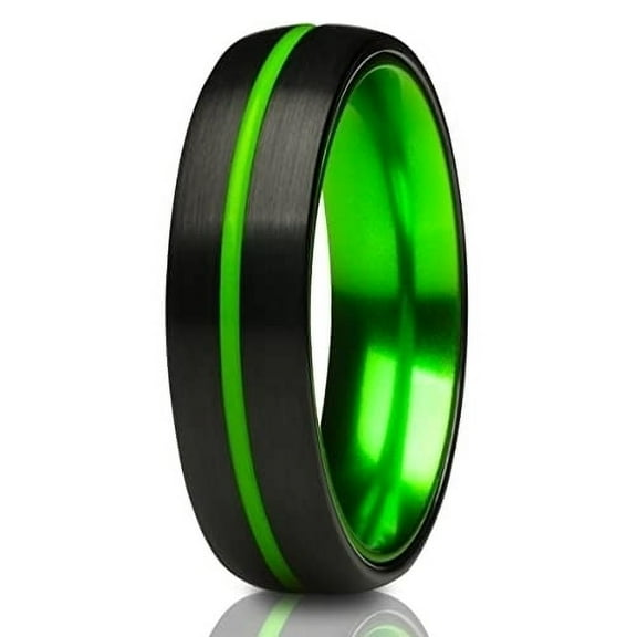 Green Tungsten Wedding Ring,Black Tungsten Ring,6mm Wedding Ring,Green Wedding Ring,Unique Tungsten Ring,Wedding Ring