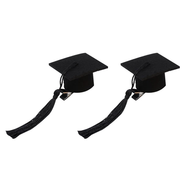 BRIGHTFUFU 2 uds sombrero de graduación pinzas para el pelo Mini gorro de doctorado pinzas para el pelo fiesta de graduación horquillas