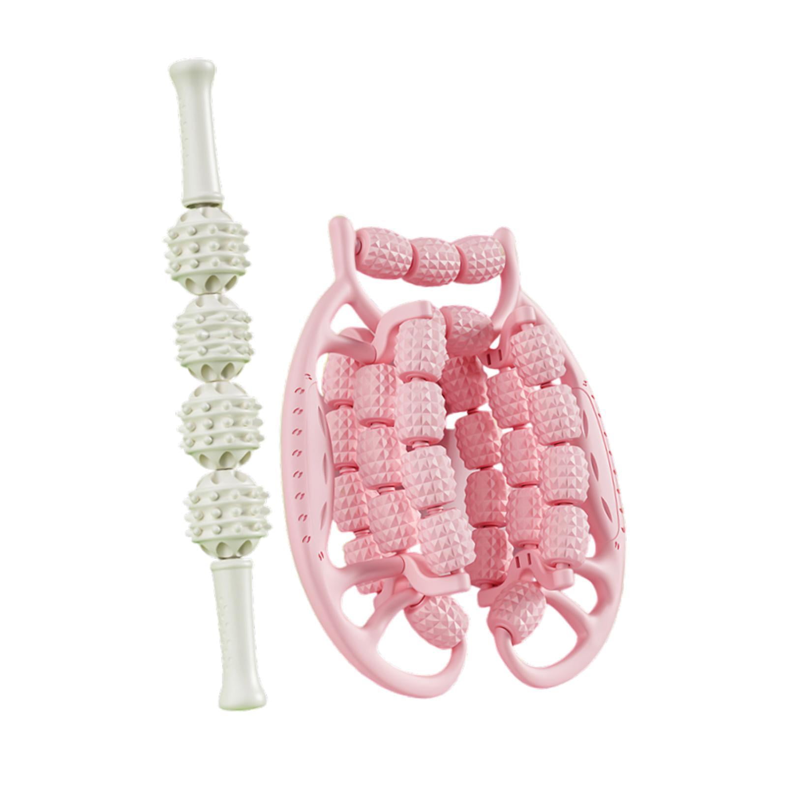 harayaa 2Pcs Muscle Relax Roller Foam Massage Rollers for Calf Elbow Hands Pink