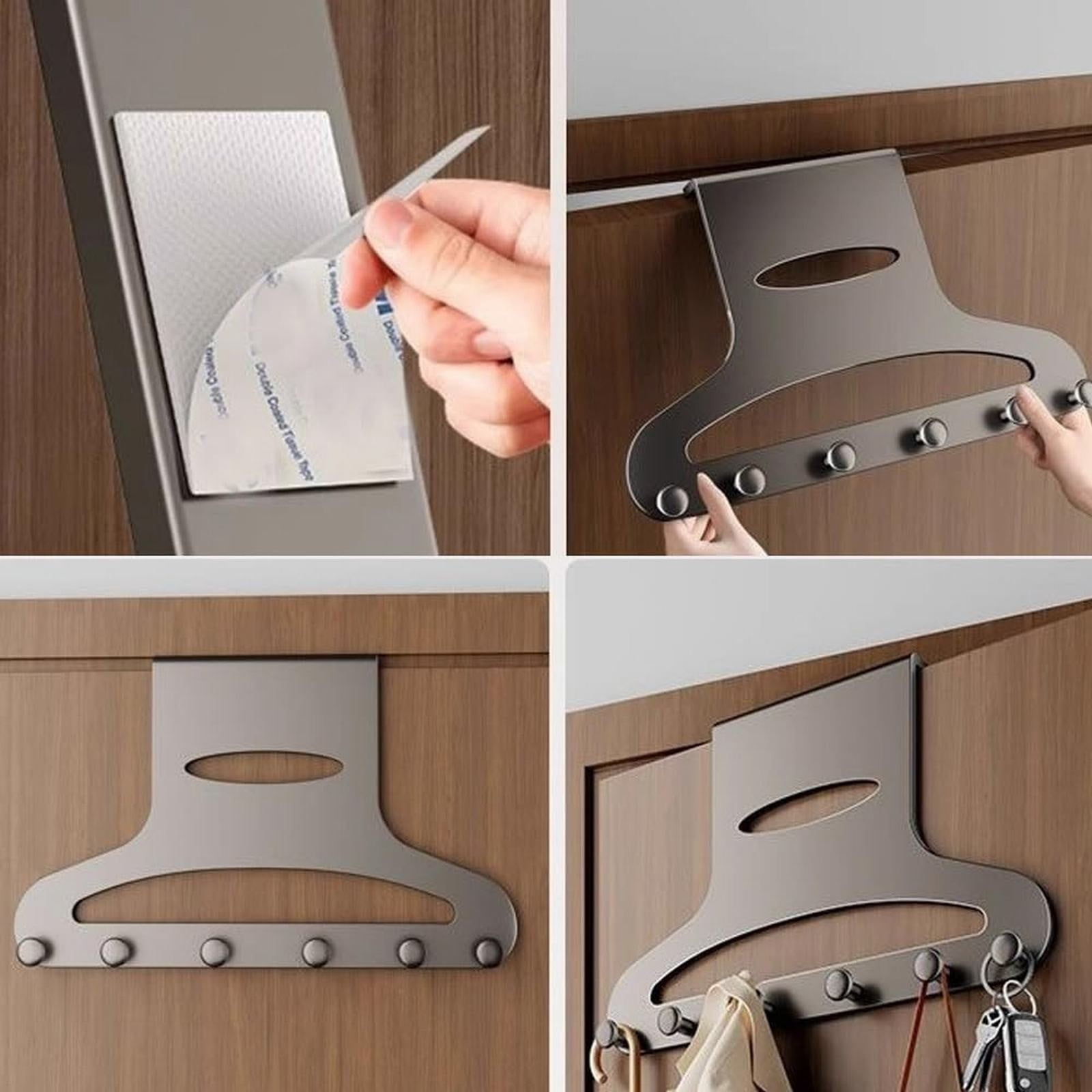Over-the-Door Hanger Organizer,No-Drill Over-the-Door Hanger Rack, Durable Space-Saving Over Door Hooks for Bedroom Kitchen Bathroom for Hanging Coat Hat Scarf Towels Brushes, 1Pc(Silver1,16.5x10.6")