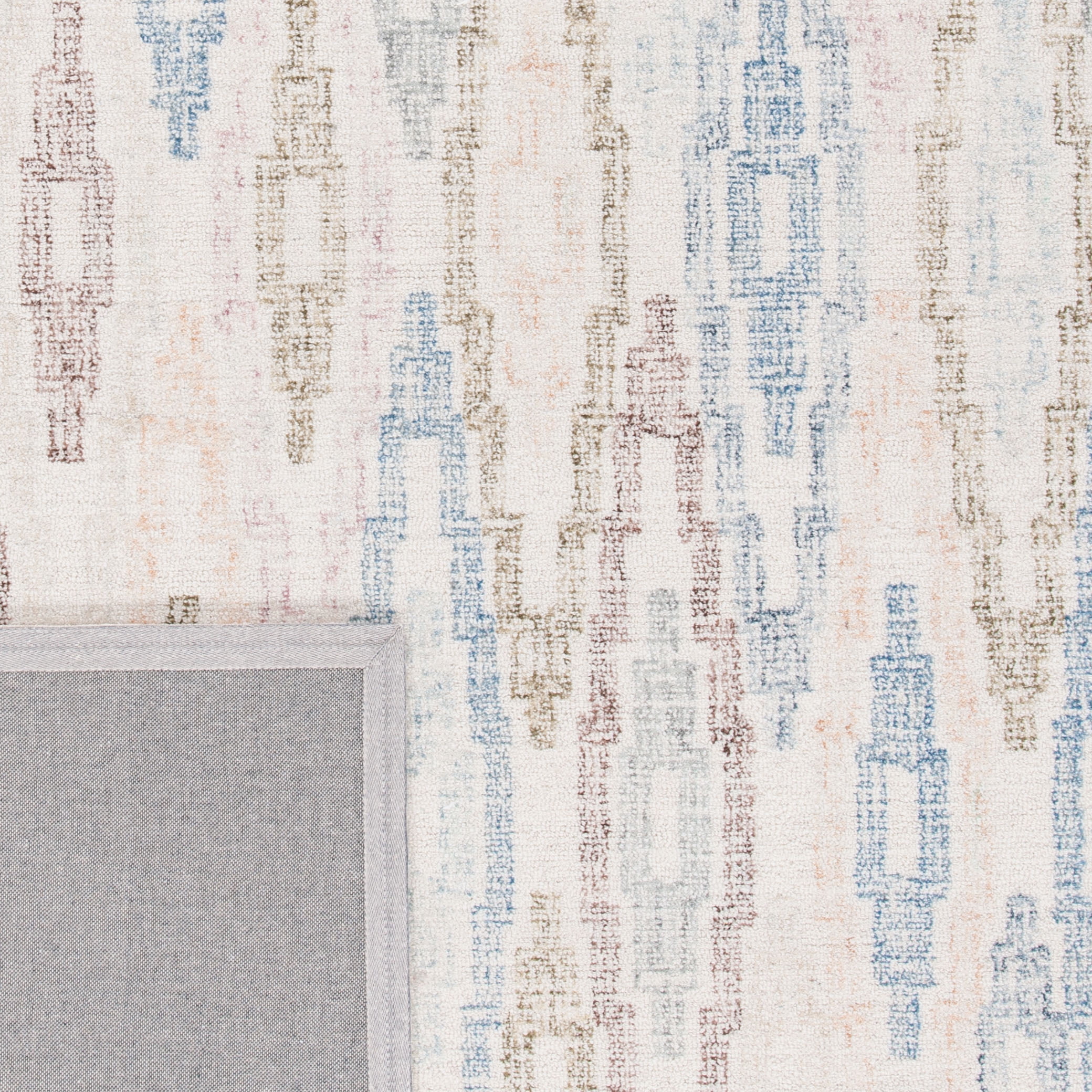 SAFAVIEH Rodeo Drive Bryanne Geometric Area Rug, Ivory/Blue, 6' x 6' Round