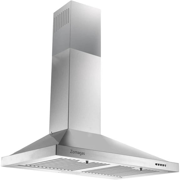 Zomagas 24 inch Wall Mount Range Hood 450CFM Exhaust Vent Stainless with Dishwasher Clean Filter 120V