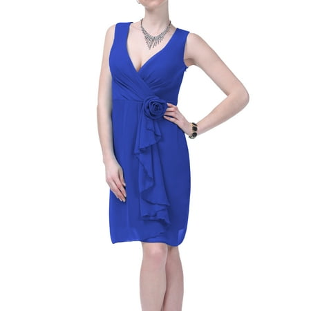Faship Womens V-Neck Short Formal Dress Royal Blue - 8,Royal