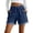 Dark Blue, variant on Gyujnb Women Casual Shorts, Drawstring Elastic Waist Roll‑Up Hem with Side Pockets,Dark Blue