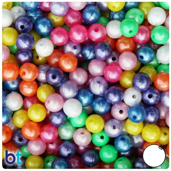 BeadTin Pearl Mix 8mm Round Plastic Beads (300pcs)