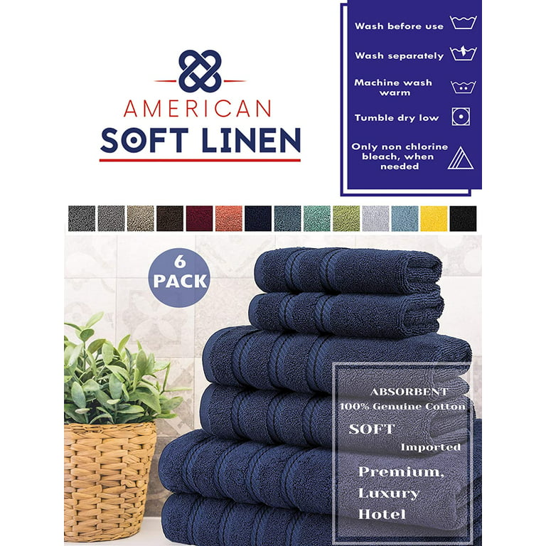 American Soft Linen Bath Towel Set 100% Turkish Cotton Luxury 6 Piece Towel  Set - Sun Yellow