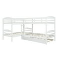 thumbnail image 3 of Twin L-Shaped Corner Bunk Bed and Loft Bed with Trundle Solid Wood Twin Bunk Bed Loft Bed with Guardrail, 5 Bed Bunk, 3 of 7