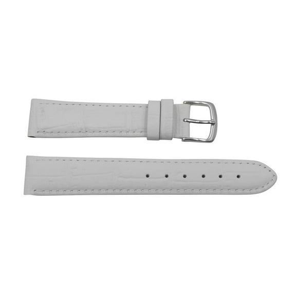 Genuine Leather Alligator Grain 18mm Pastel White Watch Strap