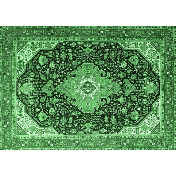 Ahgly Company Indoor Rectangle Medallion Emerald Green Traditional Area Rugs, 2' x 5'