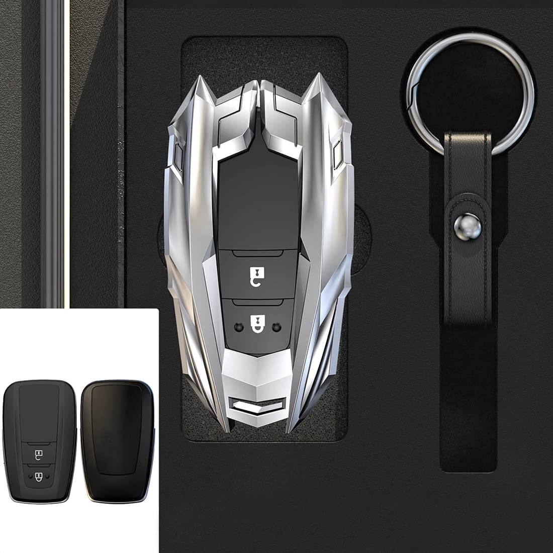 Zinc Alloy Metal Keyless Remote Key Fob Case Cover for Toyota Camry RAV4 Highlander C-HR Prius Corolla Avalon GT86