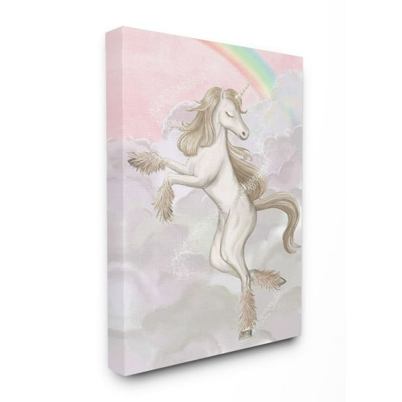 Stupell Industries Glam Unicorn Sparkle Rainbow Pink Cloud Girl Design Canvas Wall Art Design by Ziwei Li, 24" x 30"