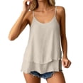 thumbnail image 2 of YMNXA Women's Layered Camisole Sleeveless Adjustable Spaghetti Strap Solid Color Comfortable Elegant Tank Top For Casual Daily Wear,Beige,L, 2 of 5
