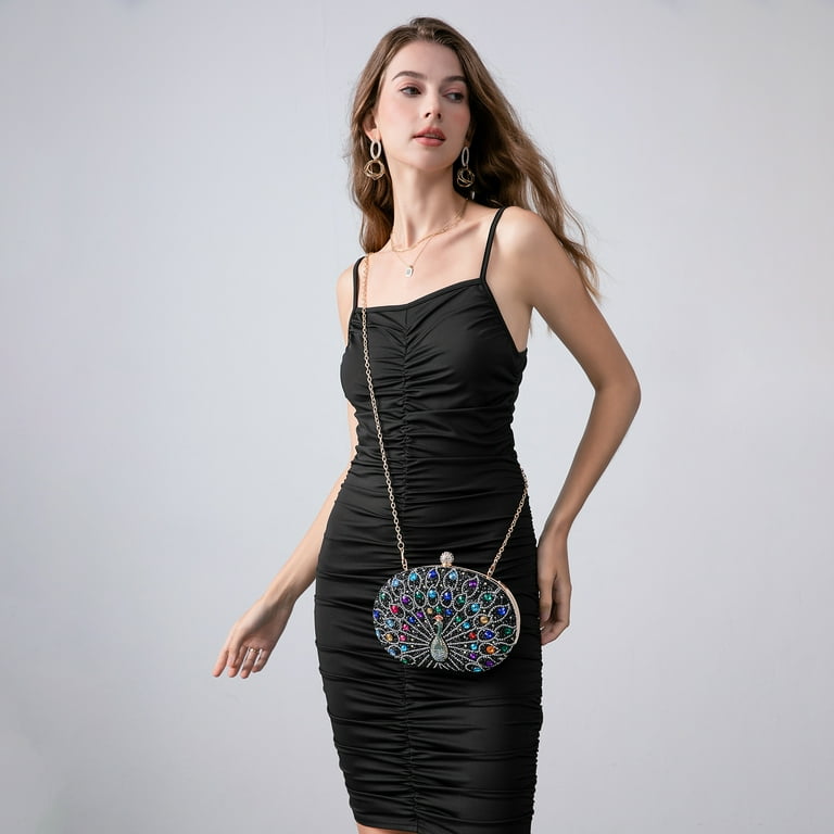 LIS BAGS Evening Bag Clutch Purses for Women Ladies Sparkling Party Handbag  Wedding Cocktail Prom Bag Peacock shape, Blue - Walmart.com