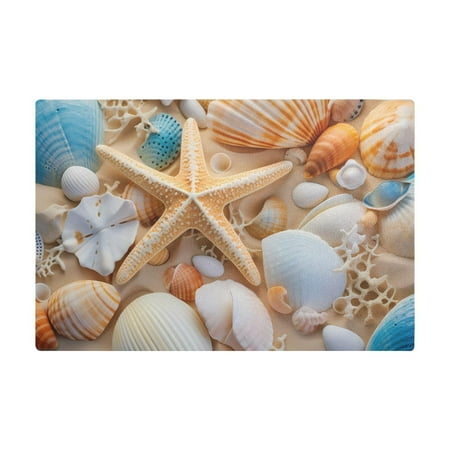 

DALAWU Dish Drying Mats for Kitchen Counter 11 x 17 Super Absorbent Dish Drying Mat Pad Coffee Maker Mat Countertops Protector Beach Shell Starfish Fast Dry Dish Mat Kitchen Accessories C48