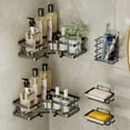 thumbnail image 6 of Couradric 5-Piece Corner Shower Caddy Set -Includes Corner Shelf, Soap Holder, Toothbrush Holder, Strong Load-Bearing Without Drilling, 6 of 7