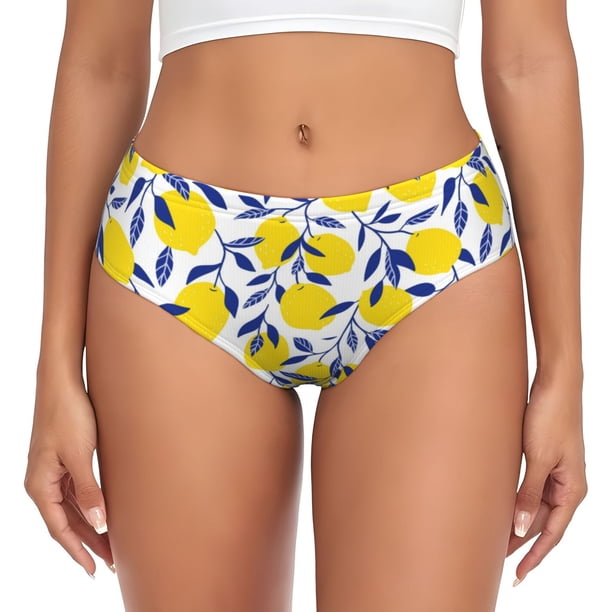 Fotbe Tropical Lemon Calzones Estampados para Mujer – Ropa Interior de Algodón, Cómoda, Suave y Elástica-X-Large