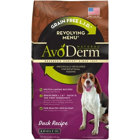 AvoDerm Natural Revolving Menu Adult Dog Food, Duck, 4-Pound