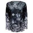 thumbnail image 5 of Pompotops T-shirt Décontracté à Manches Longues Imprimé Fleurs Printemps Automne Col en V pour Femmes Liquidation, 5 of 5