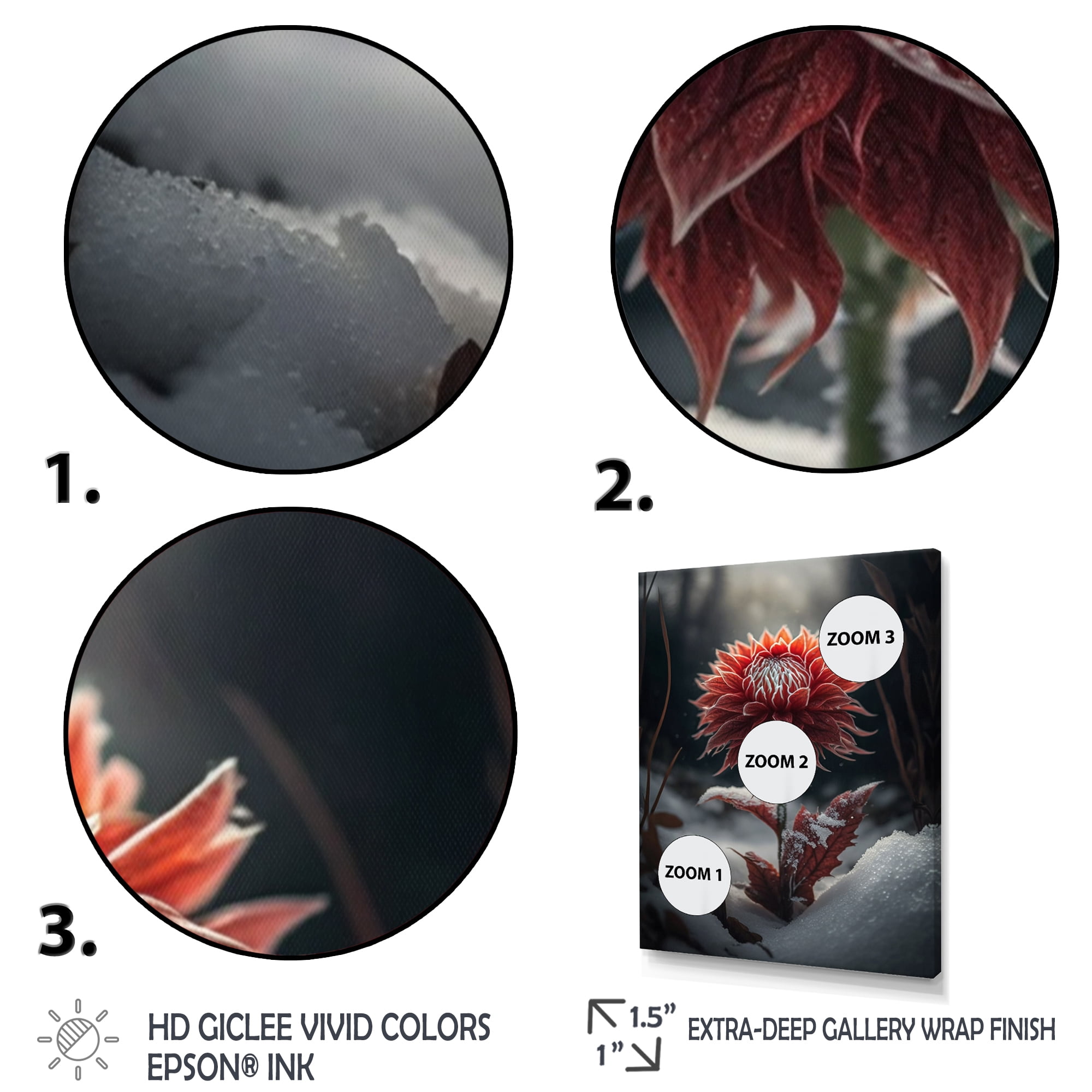 Designart A Blooming Red Dahlia Flower In Winter I Canvas Wall Art