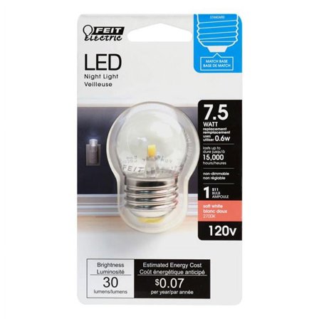 Feit Electric 3935194 7.5 watt Equivalence 0.6 watt 30 Lumen S11 Nightlight LED Bulb Soft White