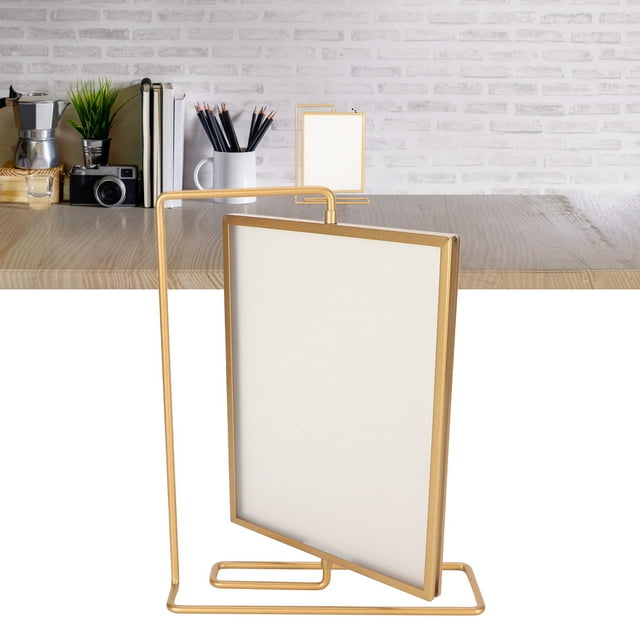 Metal Rotating Photo Frame, 360 Degree Rotation Gold Exquisite Workmanship Rotating Floating Photo Frame for Dining Card Rack