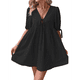 thumbnail image 1 of Vestido Informal de Verano 2025 para Mujer, de Corta, Corte A, con Lazo y Lazo Al Frente, Estilo Babydoll, Holgado y . Negro XL, 1 of 10