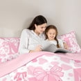 thumbnail image 5 of jejeloiu Cute Western Cowgirl Boots 7-Piece Twin Bedding Sets For Girls,Pink Coquette Bowknot Alphabet M Bedding Comforter Set For Kids,Pink Reversible, 5 of 7