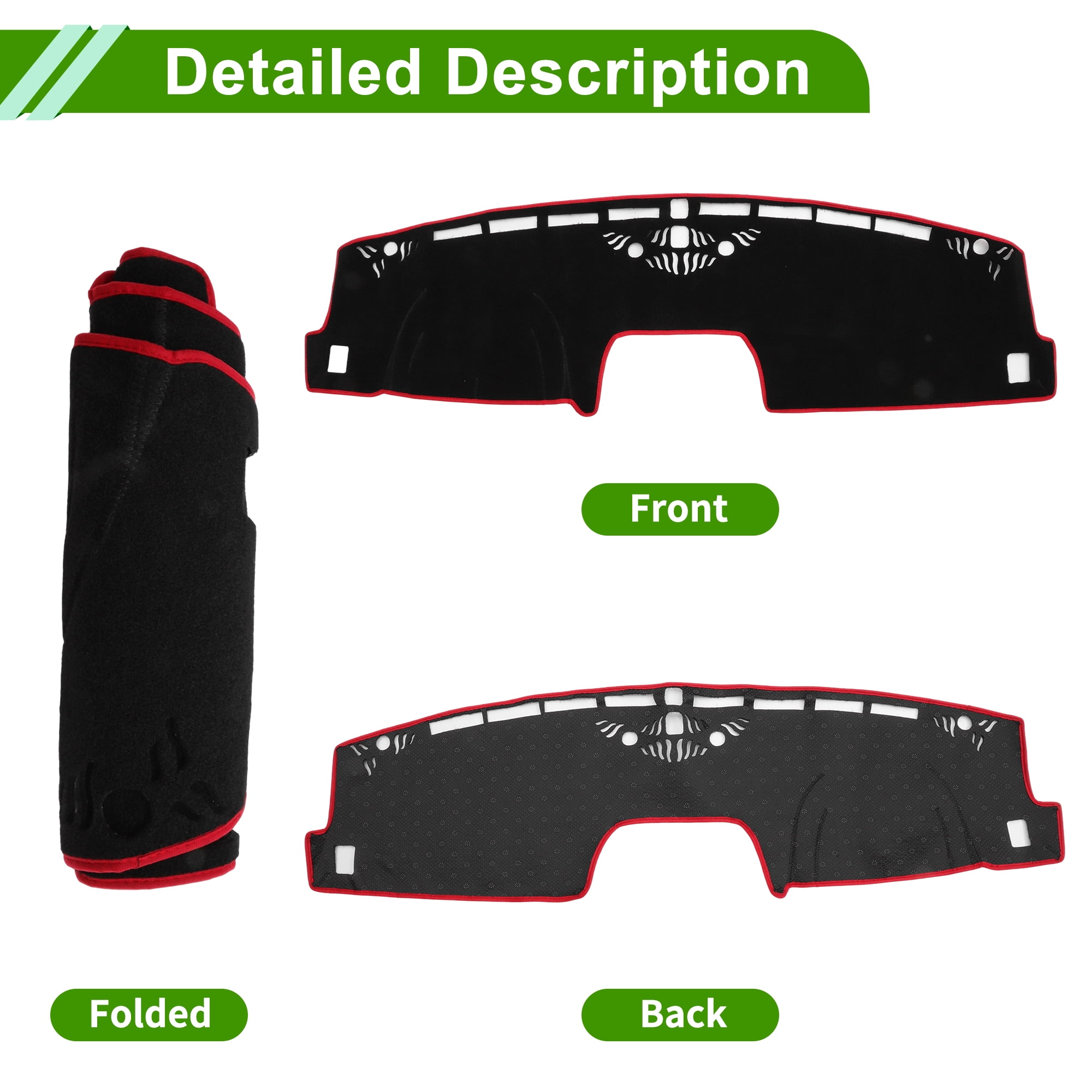Unique Bargains Dash Cover for Ford Maverick 2022-2025 No Hud Dashboard Cover Car Interior Anti-Slip/Anti Dust Polyester Black with Red Edge 1 pcs