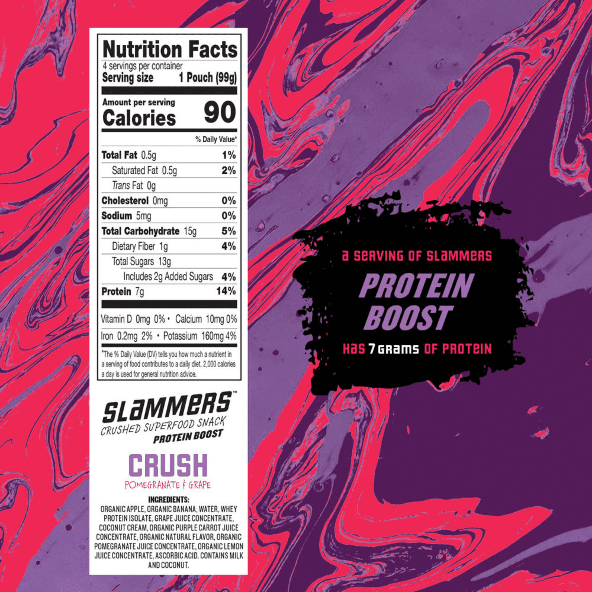 Slammers Organic Snack, Pomegranate Grape, 3.5 oz, 4 Pack